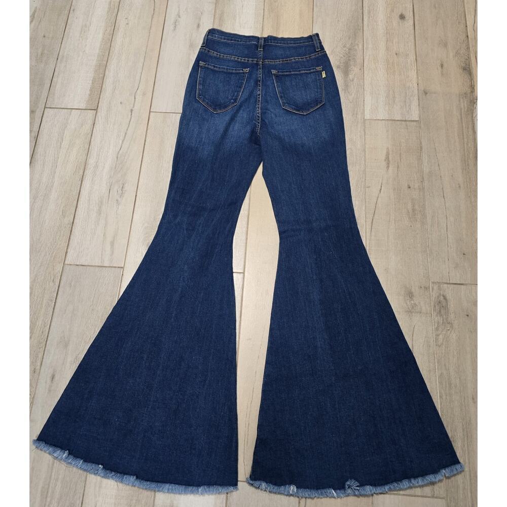 Vibrant Jeans Women 13 W30 Blue Bootcut High Rise Distressed Bell Bottom Y2K - Picture 10 of 10